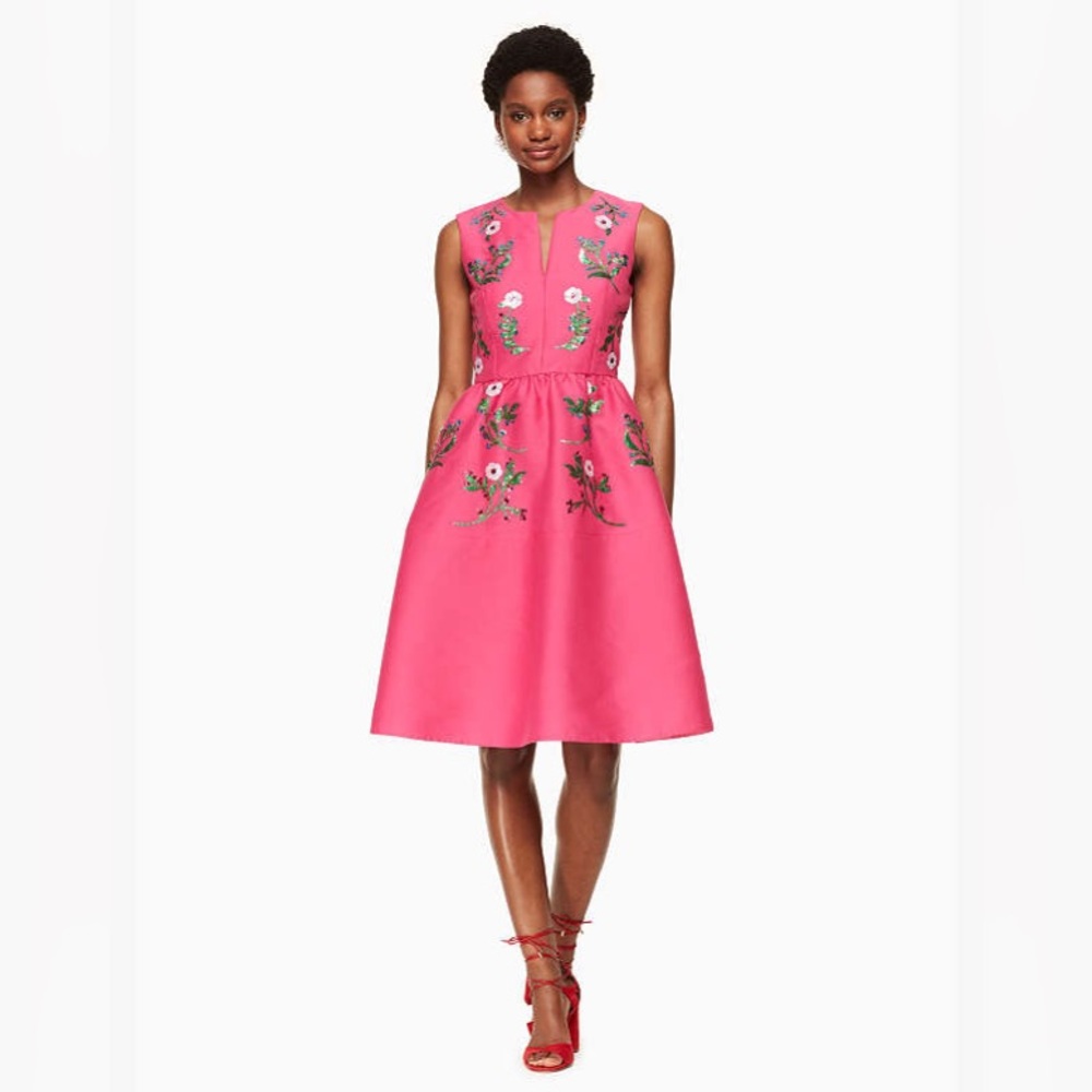 EUC Kate Spade Pink Embellished Floral Dress Size 2 - Picture 11 of 11